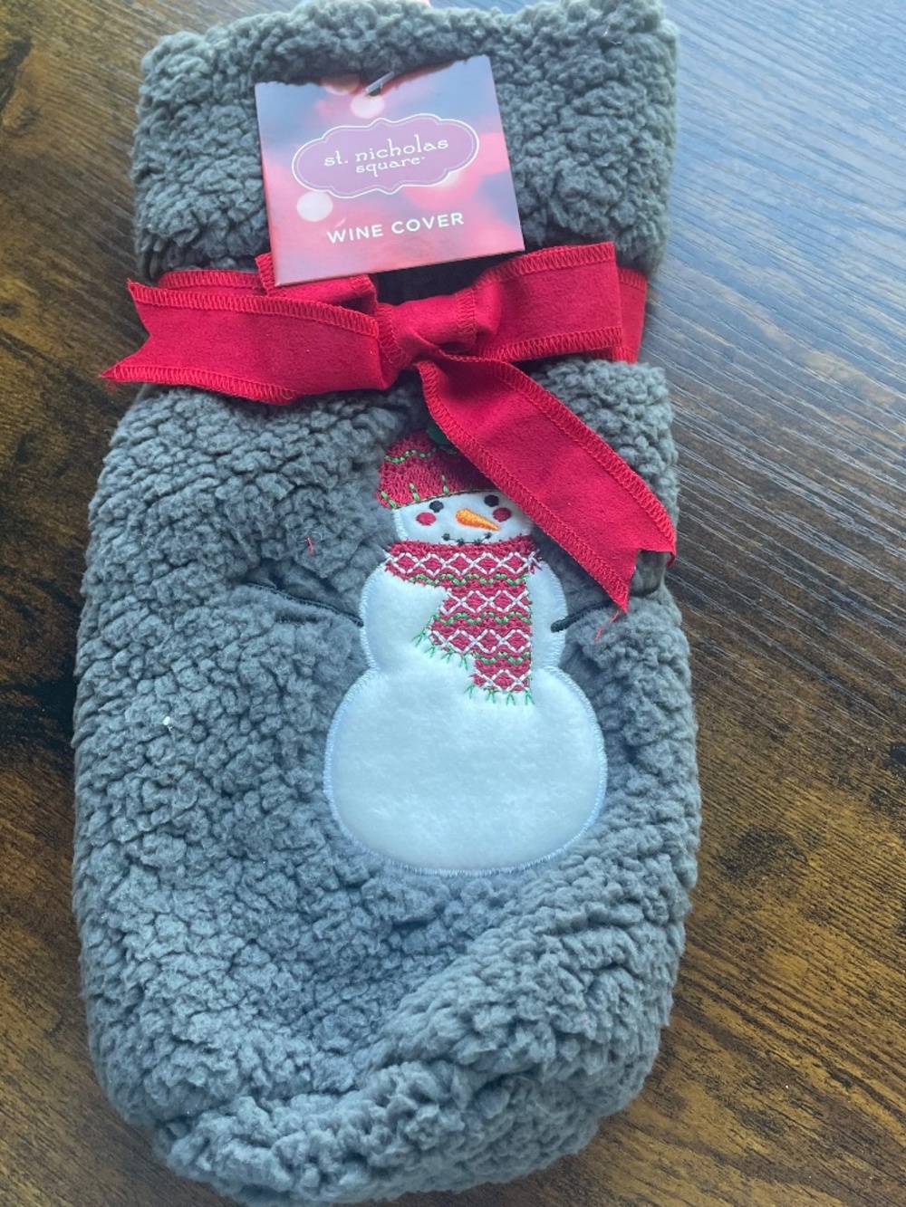 NEW St. Nicholas Square Snowman Wine Cover Gray